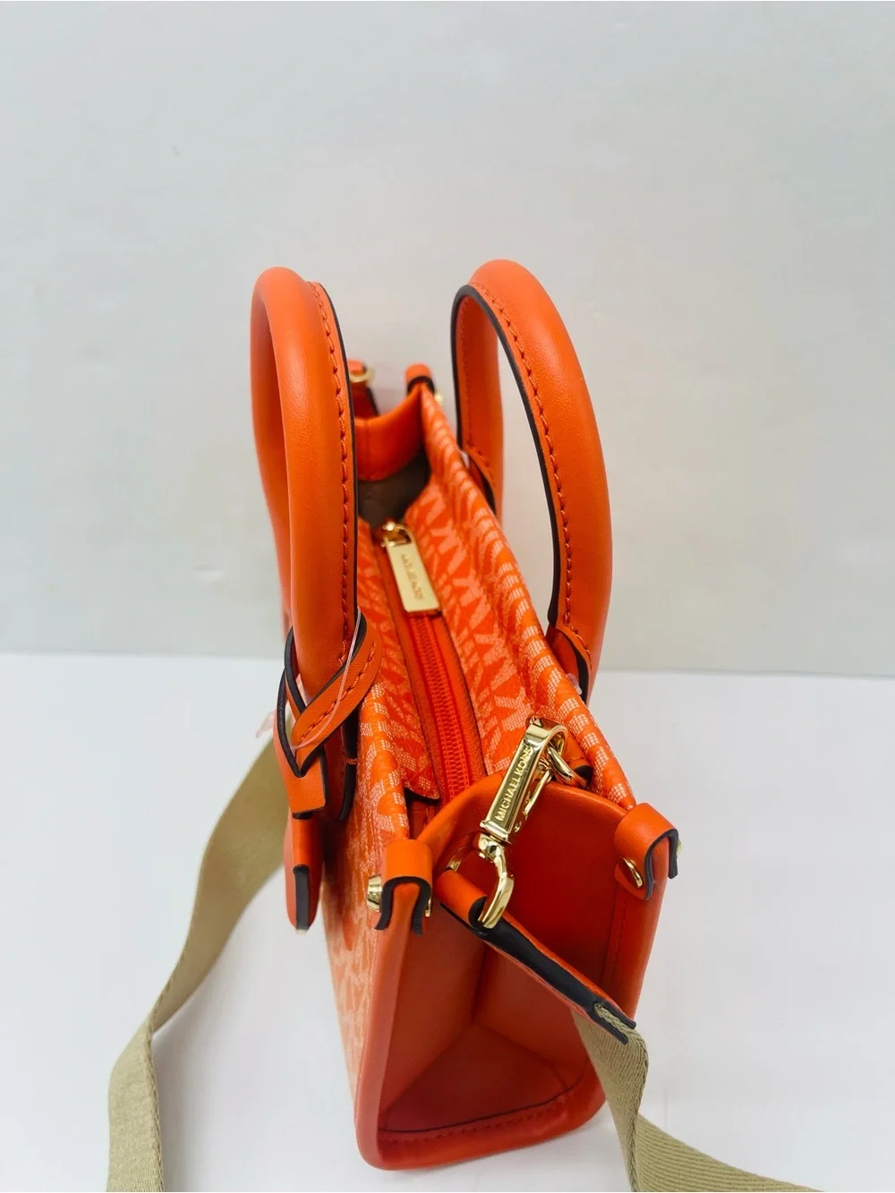 Michael Kors Mirella Extra-Sm Ombré Logo Crossbody XBODY Shopper Bag Poppy  NWT